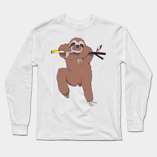 Non-binary Pride Sloth Long Sleeve T-Shirt by saltuurn